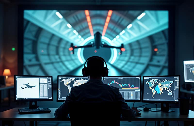 Image of a person in a wind tunnel control room