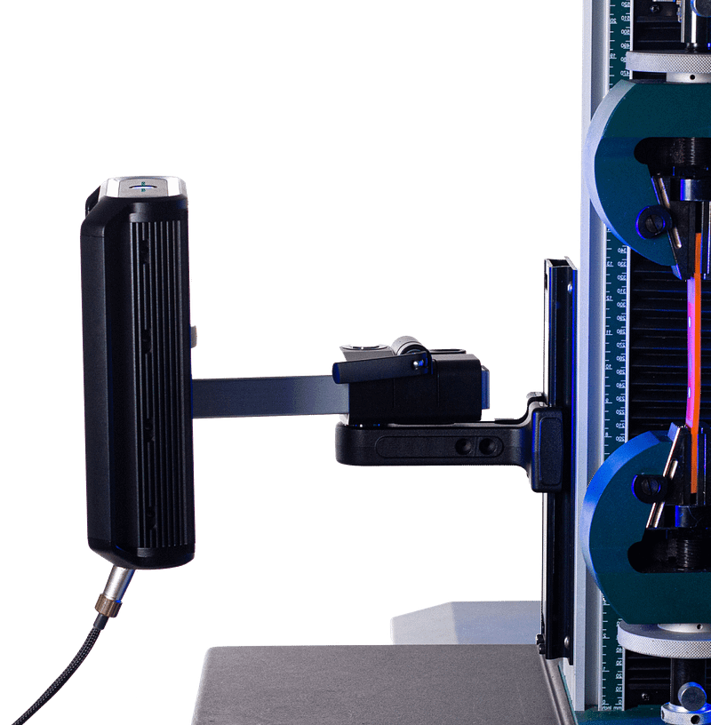 Vector U200 mounted to a Tinius Olsen single column test frame.